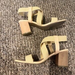 Stylish Cream Block Heel Sandals, 9